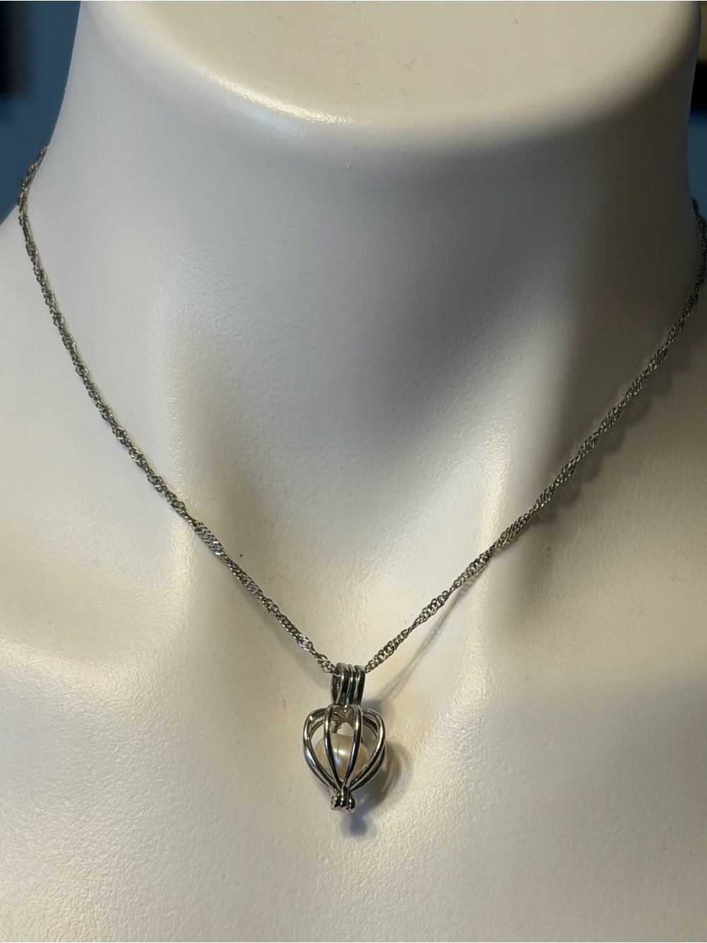 18K Gold Plated Silver Heart Cage Pendant Necklace